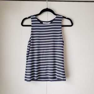 Dark Grey and White Striped Sleeveless Top